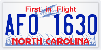 NC license plate AFO1630