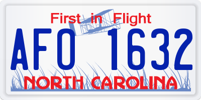 NC license plate AFO1632