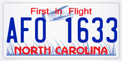 NC license plate AFO1633