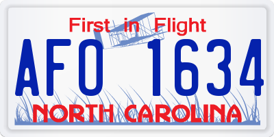 NC license plate AFO1634