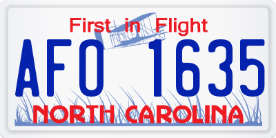 NC license plate AFO1635