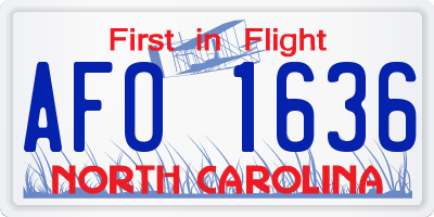 NC license plate AFO1636