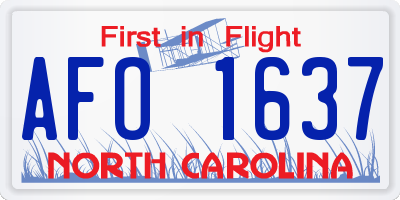 NC license plate AFO1637