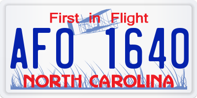 NC license plate AFO1640