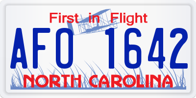 NC license plate AFO1642