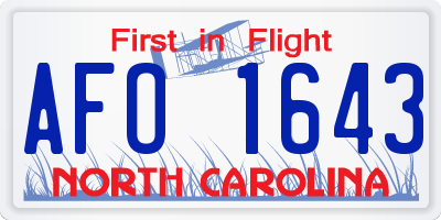 NC license plate AFO1643
