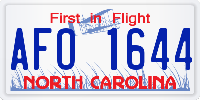 NC license plate AFO1644