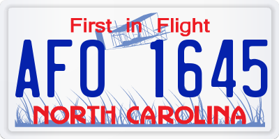 NC license plate AFO1645