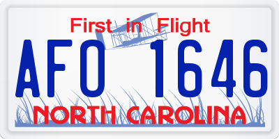 NC license plate AFO1646
