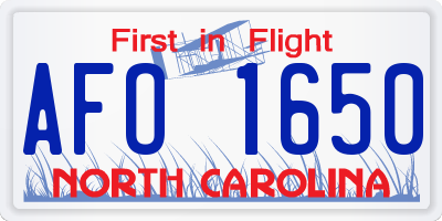 NC license plate AFO1650