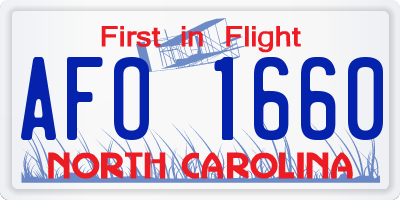NC license plate AFO1660