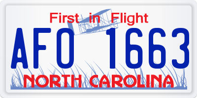 NC license plate AFO1663