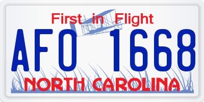 NC license plate AFO1668