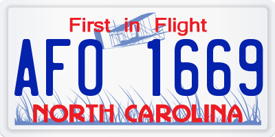 NC license plate AFO1669