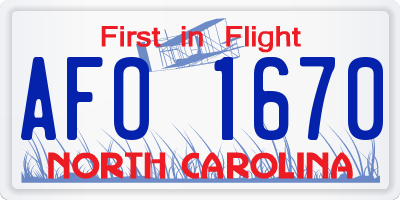 NC license plate AFO1670