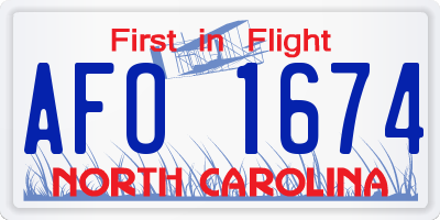 NC license plate AFO1674