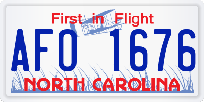 NC license plate AFO1676