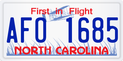 NC license plate AFO1685