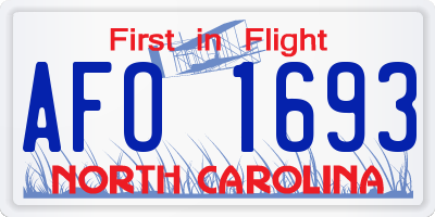 NC license plate AFO1693