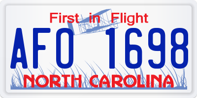 NC license plate AFO1698