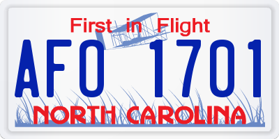 NC license plate AFO1701