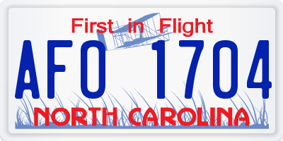 NC license plate AFO1704