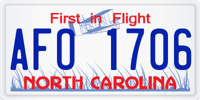 NC license plate AFO1706