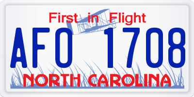NC license plate AFO1708