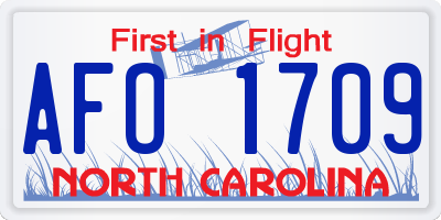 NC license plate AFO1709