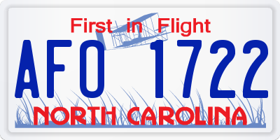 NC license plate AFO1722