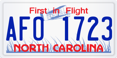 NC license plate AFO1723