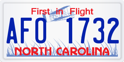 NC license plate AFO1732