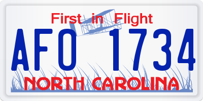 NC license plate AFO1734
