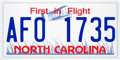 NC license plate AFO1735