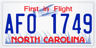 NC license plate AFO1749