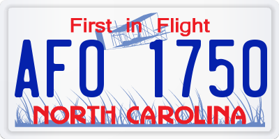 NC license plate AFO1750
