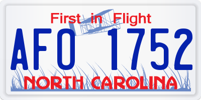 NC license plate AFO1752
