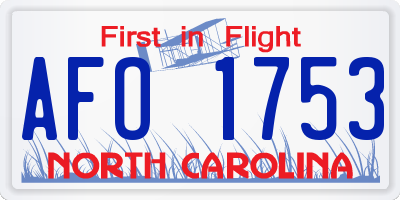 NC license plate AFO1753