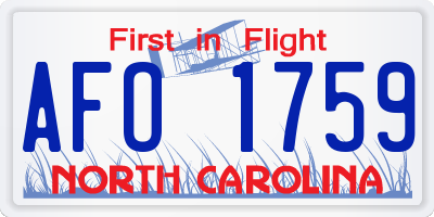 NC license plate AFO1759