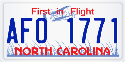 NC license plate AFO1771