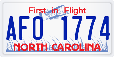 NC license plate AFO1774