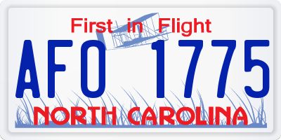 NC license plate AFO1775