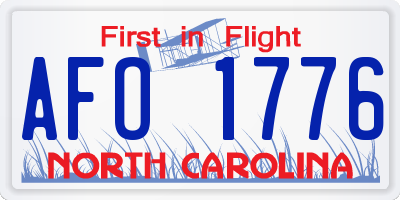NC license plate AFO1776
