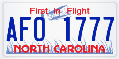 NC license plate AFO1777