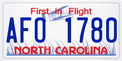 NC license plate AFO1780