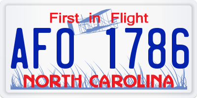 NC license plate AFO1786