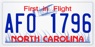 NC license plate AFO1796