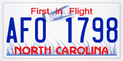 NC license plate AFO1798
