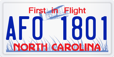 NC license plate AFO1801