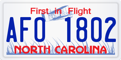 NC license plate AFO1802